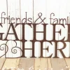 Friends & Family Gather Here Metal Sign, Metal Wall Art, Home Decor, Cabin Decor, Hearts, Kitchen Decor, Lake Home Decor