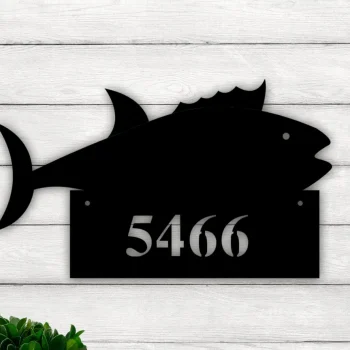 Custom Metal Address Sign, Fish Address Plaque, Beach House Number, Fish Metal Address Sign, House Number Signs, Fish Camp Decor, Beach