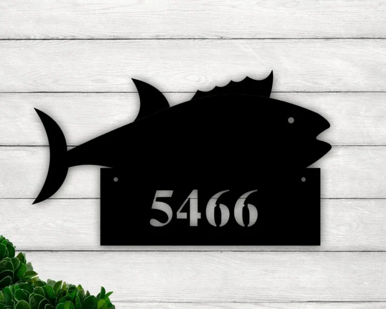 Custom Metal Address Sign, Fish Address Plaque, Beach House Number, Fish Metal Address Sign, House Number Signs, Fish Camp Decor, Beach