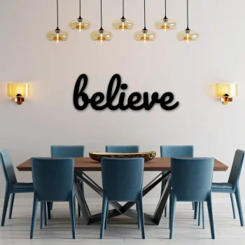 Believe Sign, Believe Metal Word, Inspirational Wall Art, Metal Cursive Word Sign, Cursive Word Wall Art, Farmhouse Decor, Personalized Art