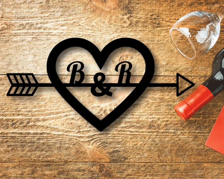 Custom Heart Sign, Metal Heart Sign, Custom Initial Sign, Heart And Arrow, Initials Heart Sign, Valentine's Day, Mother's Day, Heart Decor