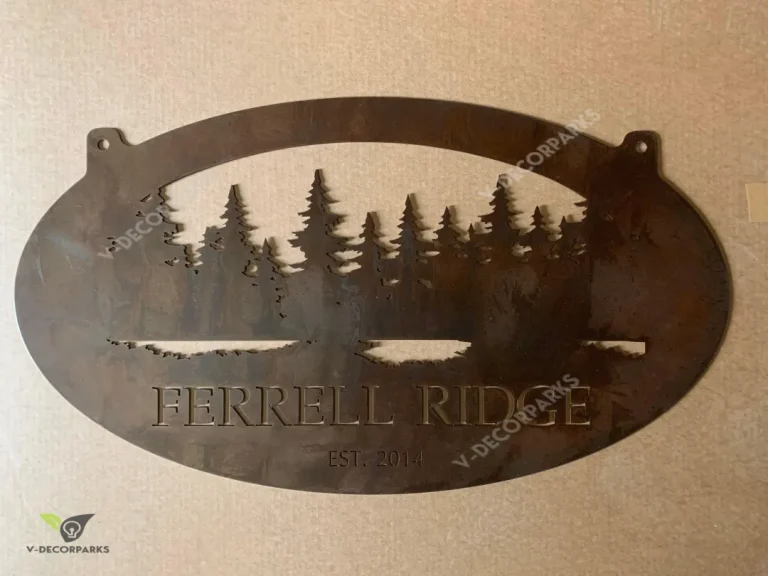 Custom Metal Sign With Evergreens, Metal Wall Art, Metal House Sign