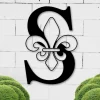 Fleur De Lis, Last Name Monogram, Monogram Door Hanger, Wedding Monogram, Initial Sign, Wall Art, Metal Monogram, Door Hanger