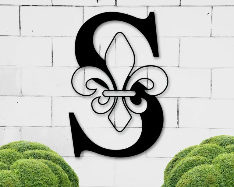 Fleur De Lis, Last Name Monogram, Monogram Door Hanger, Wedding Monogram, Initial Sign, Wall Art, Metal Monogram, Door Hanger