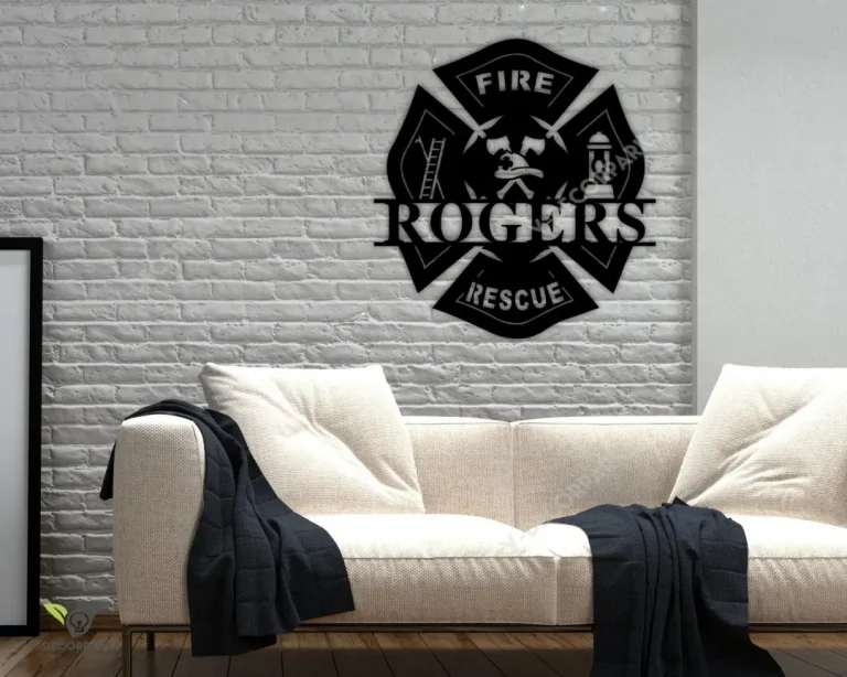 Customized Metal Maltese Cross Wall Art, Firefighter, Personalized Sign, Firefighter Sign, Firefighter Gift, Custom Metal Name Sign