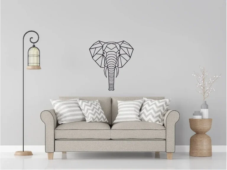 Elephant Geometric Metal Wall Art, Elephant Wall Decor, Metal Wall Decor, Home Decor, 013