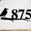 Crow Sign, Crow Address Sign, Bird House Numbers Custom Family Name Metal Sign, Personalized Monogram Wall Metal Art