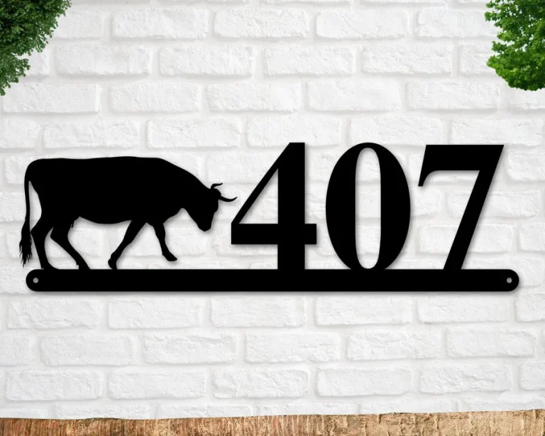 Bull Sign, Bull Address Sign, Farm Animal Numbers, Farm Address Sign, Barn Sign, Metal Address Sign