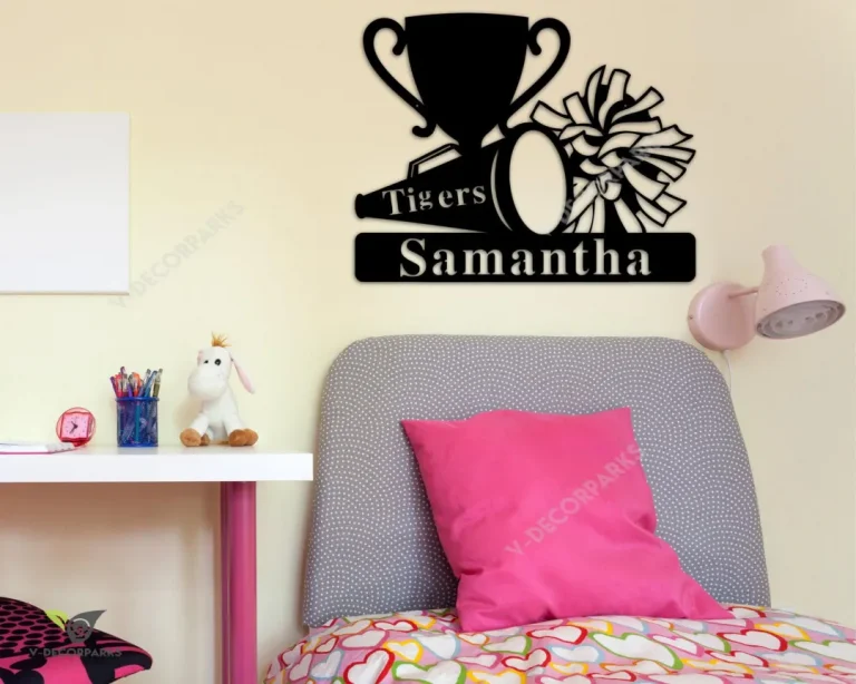 Custom Name Sign, Personalized Cheer Name Sign, Custom Metal Cheerleading, Metal Nursery Wall Hanger, Sport Home Decor, Cheerleader Gifts