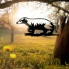 Metal Badger On A Branch Silhouette - Usa Steel Sign Cutout - Rustic Outdoor Home & Garden Decor - Hammer Stake - Housewarming Gift