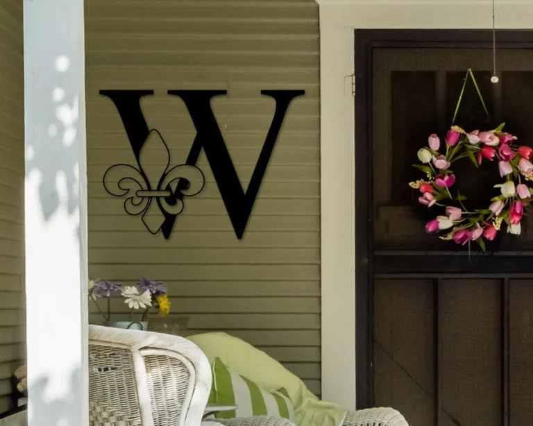 Fleur De Lis, Last Name Monogram, Monogram Door Hanger, Wedding Monogram, Initial Sign, Wall Art, Metal Monogram, Door Hanger