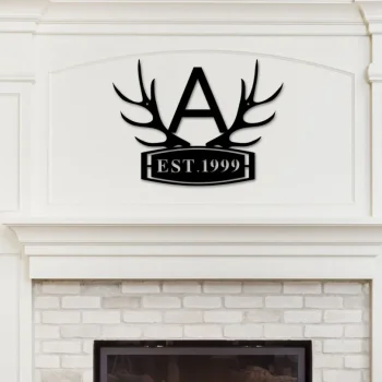 Customized Deer Sign Wildlife Monogram, Deer Hunter Gift, Deer Camp Sign, Christmas Gift For Him, Deer Name Metal Sign, Established Sign