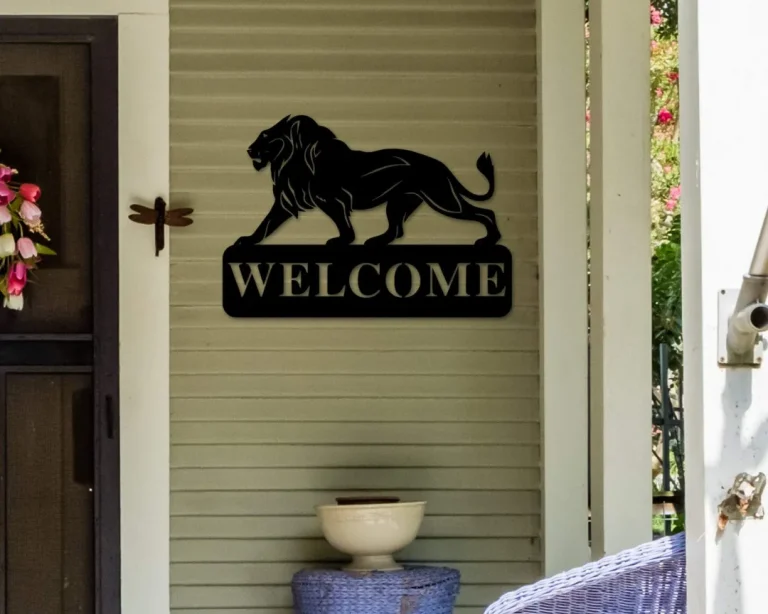 Lion Welcome Sign, Metal Lion Sign, Welcome Sign, Front Door Welcome Sign, Welcome Sign Front Porch, Welcome Sign Front Door, Metal Welcome