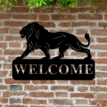 Lion Welcome Sign, Metal Lion Sign, Welcome Sign, Front Door Welcome Sign, Welcome Sign Front Porch, Welcome Sign Front Door, Metal Welcome