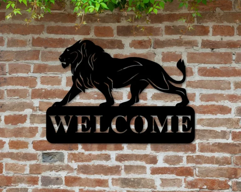 Lion Welcome Sign, Metal Lion Sign, Welcome Sign, Front Door Welcome Sign, Welcome Sign Front Porch, Welcome Sign Front Door, Metal Welcome