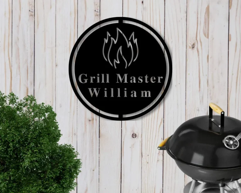 Personalized Metal Bbq Sign, Fire, Outdoor Sign, Bbq Grill Sign, Outdoor Kitchen Metal Signs, Personalized Grill Sign Bbq Party Decor, Bbq