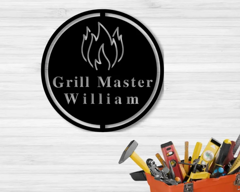 Personalized Metal Bbq Sign, Fire, Outdoor Sign, Bbq Grill Sign, Outdoor Kitchen Metal Signs, Personalized Grill Sign Bbq Party Decor, Bbq