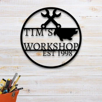 Personalized Sign, Garage Decor, Tool Shop, Tool Shed, Gift For Dad, Gift For Him, Gift For Her, Custom Metal Garage Sign, Sign