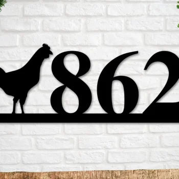 Chicken Sign, Chicken Address Sign Custom Text Metal Sign, Art, Wall Decor