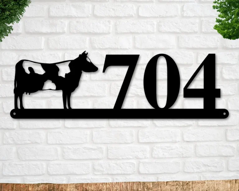 Cow Sign, Cow Address Sign, Farm Animal Numbers, Farm Address Sign, Barn Sign, Metal Address Sign