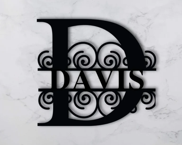 Personalized Metal Sign Custom Last Name Sign Family Name Sign Metal Wall Art Split Monogram Personalized Wedding Gift