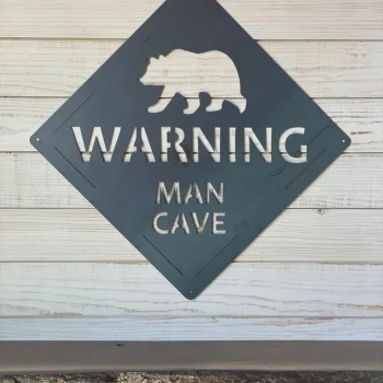 Metal Bear Man Cave Sign - Gift For Him - Rustic Man Cave Decor