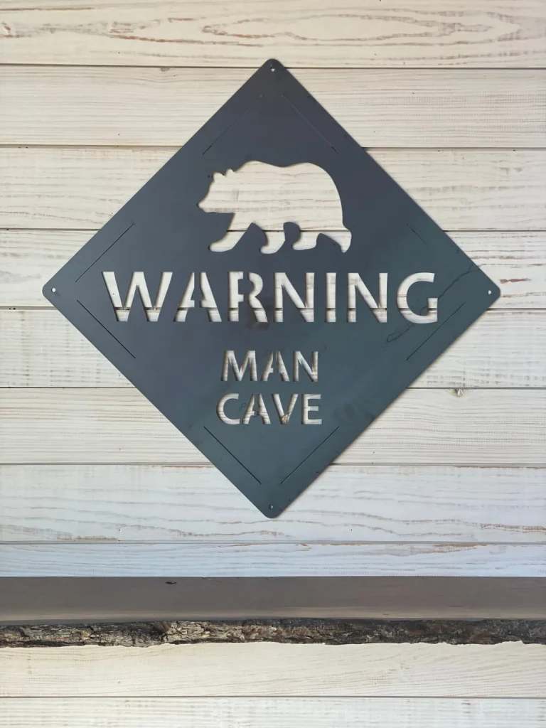 Metal Bear Man Cave Sign - Gift For Him - Rustic Man Cave Decor