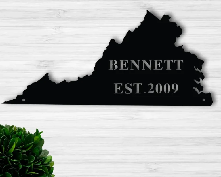 Personalized Virginia State Sign, Custom Metal Virginia State Sign, Virginia Sign, Commonwealth State.