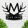Customized Deer Sign Wildlife Monogram, Deer Hunter Gift, Deer Camp Sign, Christmas Gift For Him, Deer Name Metal Sign, Established Sign