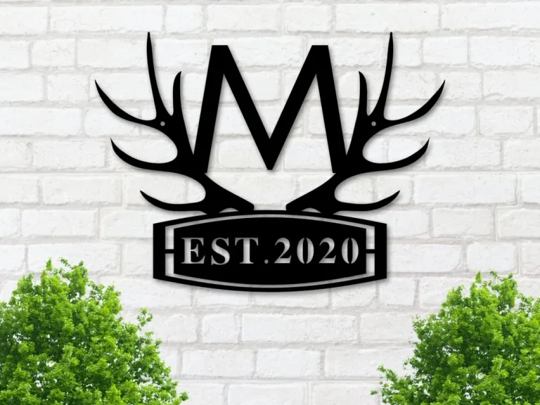 Customized Deer Sign Wildlife Monogram, Deer Hunter Gift, Deer Camp Sign, Christmas Gift For Him, Deer Name Metal Sign, Established Sign