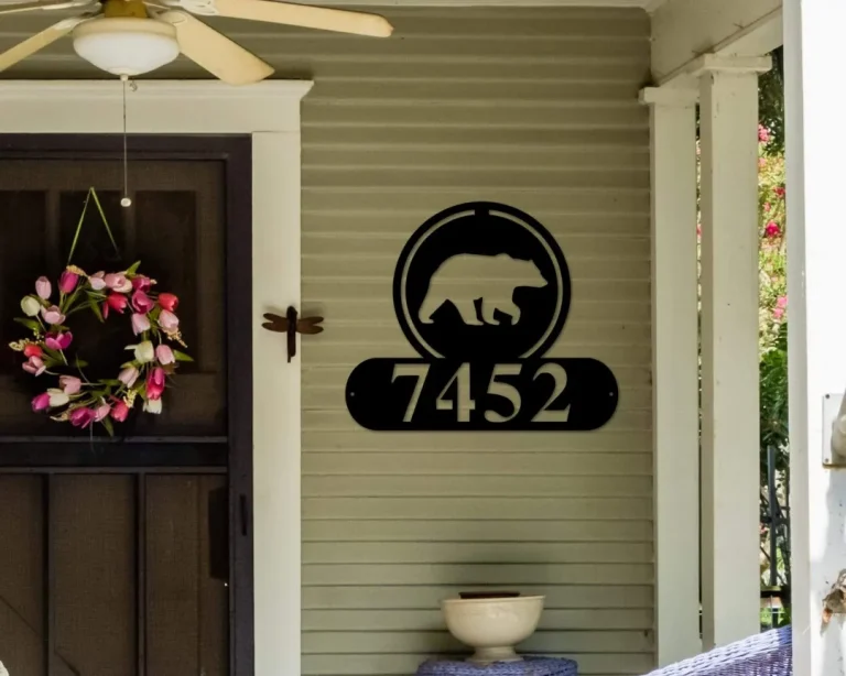 Bear Address Sign, Bear Metal Sign, Metal Bear Sign, Bear Decor, Polar Bear Sign, House Number Plaque, Metal Sign, Bear Sign