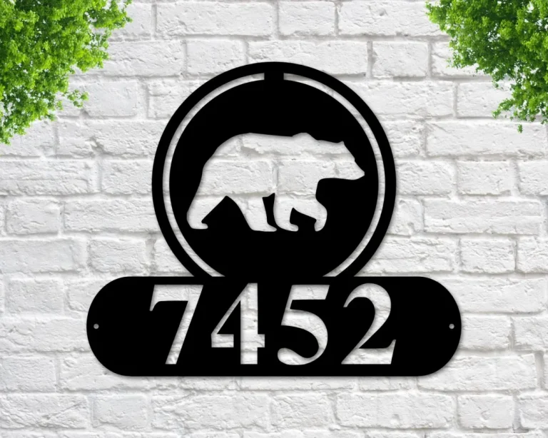 Bear Address Sign, Bear Metal Sign, Metal Bear Sign, Bear Decor, Polar Bear Sign, House Number Plaque, Metal Sign, Bear Sign