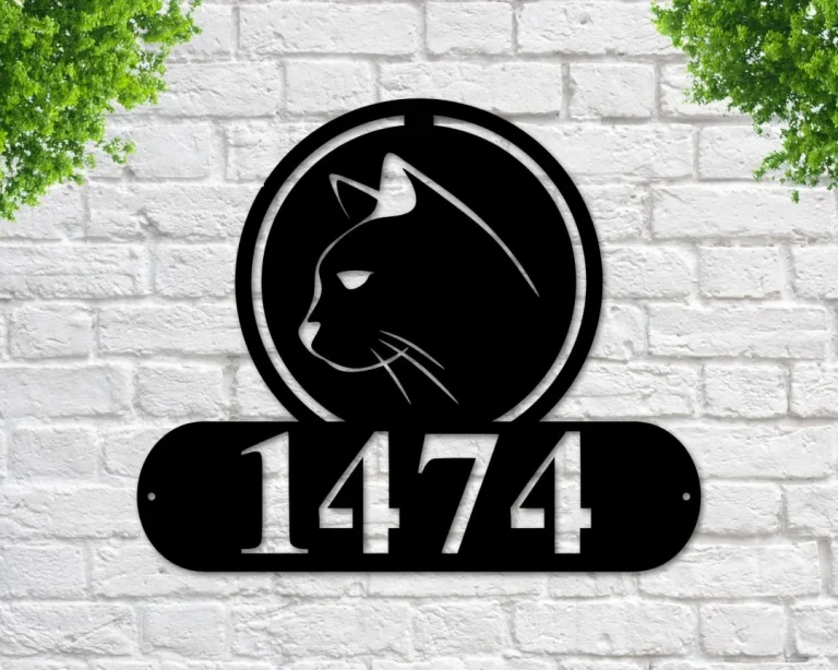 Cat Address Sign, Cat Metal Sign, Metal Cat Sign, Cat Sign, Cat Decor, Cat, Address Signs, House Number Plaque, Address Plaque, Metal Signs