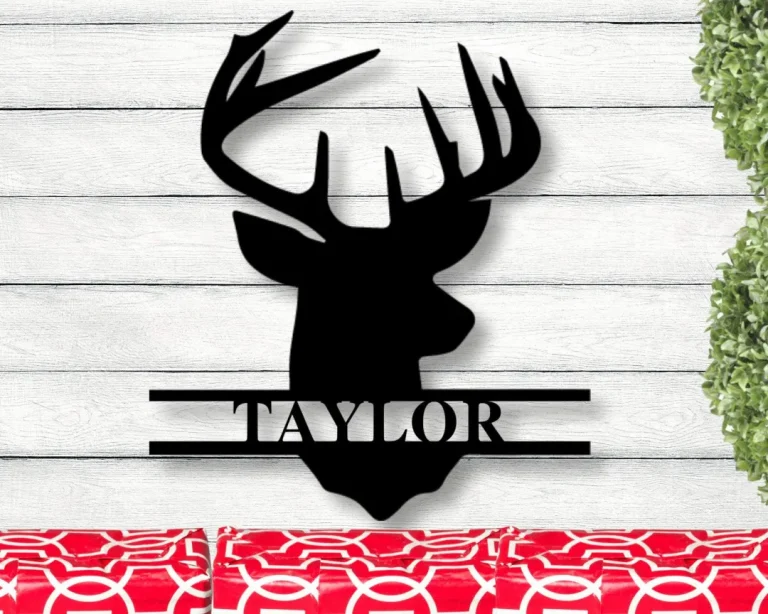 Deer Head Sign,deer Antler Decor,deer Hunter Gift,deer Camp Sign,christmas Gift For Him,deer Name Metal Sign,fathers Day Gift