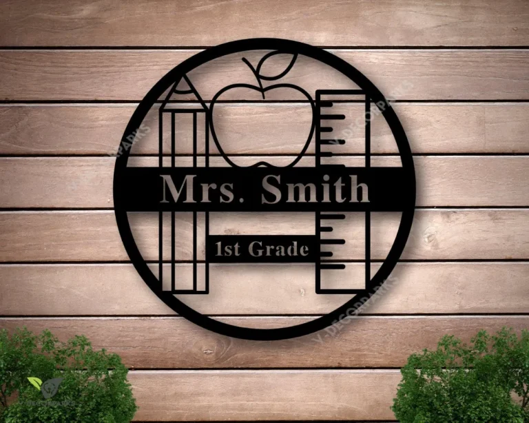 Personalized Teacher Sign For Classroom, Teacher Gifts With Name, Teacher Appreciation Gift, Classroom Decor, Teacher Apple Sign, Metal Sign