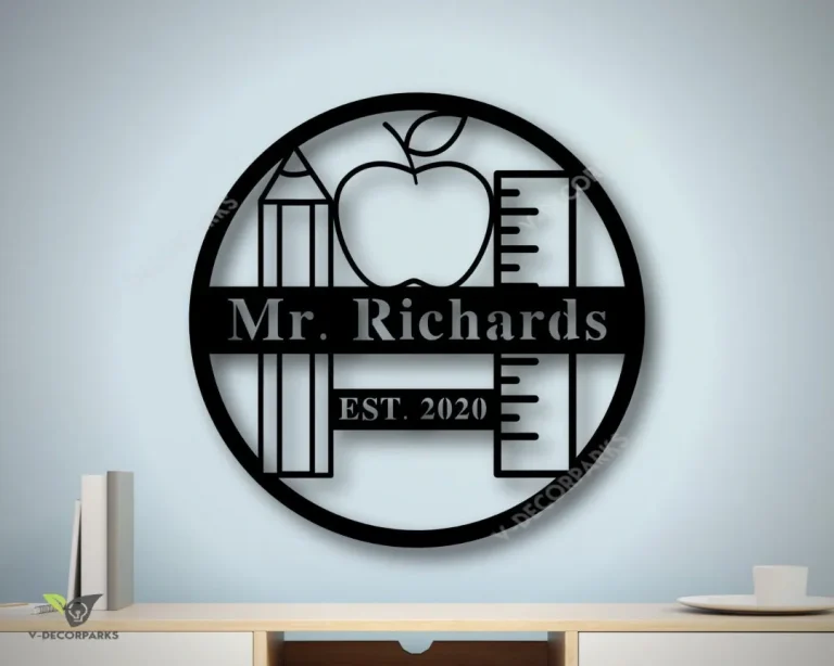 Personalized Teacher Sign For Classroom, Teacher Gifts With Name, Teacher Appreciation Gift, Classroom Decor, Teacher Apple Sign, Metal Sign