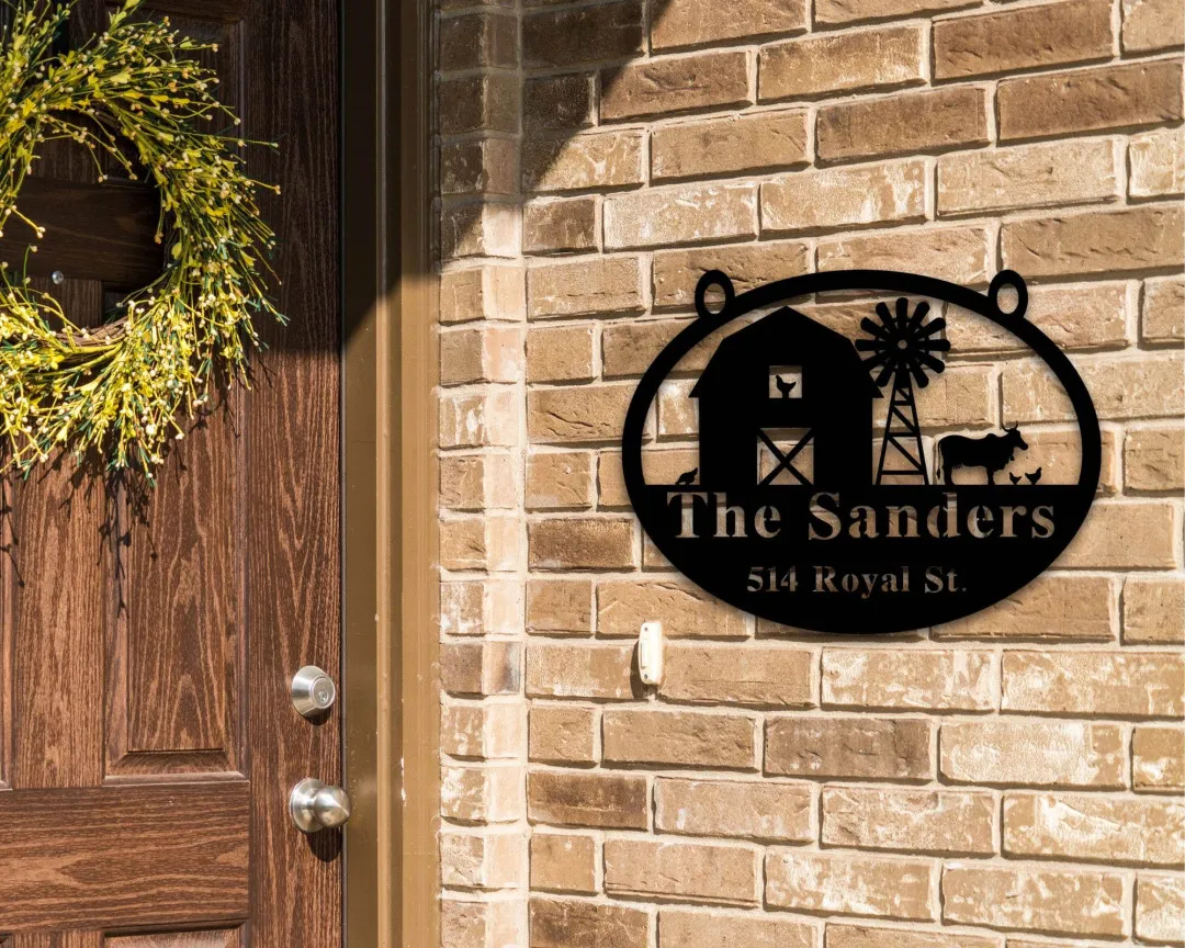 il_fullxfull.2451344365_ix0y_1024x1024_2x_9fb75667-a655-4596-9fe9-1ccb3bfbc224.webp Metal Address And Name Sign For House, Address Plaque, Farm Gate Sign, Metal Address Numbers, Address Plaque, Front Porch Decor, Metal Signs