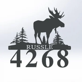 Nature, Moose, Cabin, Lodge, Metal Sign, Personalized, Wedding Gift, Housewarming Gift, Address, Weatherproof,