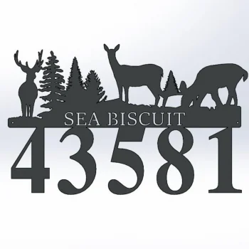 Nature, Deer, Cabin, Lodge, Metal Sign, Personalized, Wedding Gift, Housewarming Gift, Address, Weatherproof, Cut Metal Sign