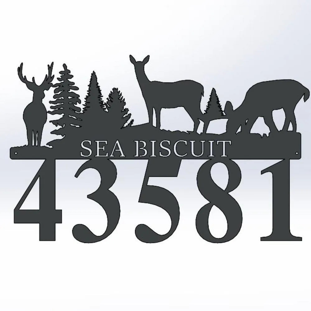 il_fullxfull.2463613823_ndgi_1024x1024_2x_f2e69be0-eaa3-4689-a28e-42bac90f0fa4.webp Nature, Deer, Cabin, Lodge, Metal Sign, Personalized, Wedding Gift, Housewarming Gift, Address, Weatherproof, Cut Metal Sign