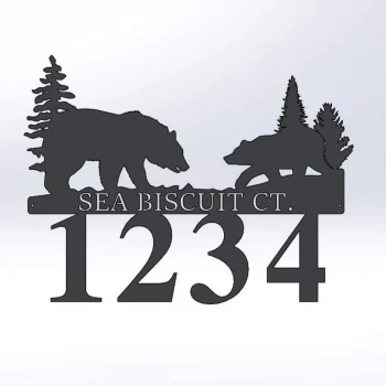 Nature, Bear, Cabin, Lodge, Metal Sign, Personalized, Wedding Gift, Housewarming Gift, Address, Weatherproof,