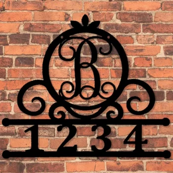 Circular, Monogram, Decorative, Metal Sign, Personalized, Wedding Gift, Housewarming Gift, Address, Weatherproof, Cut Metal Sign