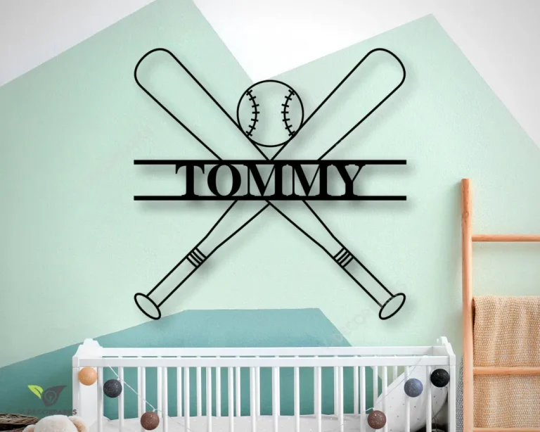 Personalized Metal Baseball Sign, Boys Baseball Art, Outdoor Patio Metal Signs, Personalized Bat Sign, Baseball Party Decor, Boys Room Art