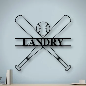 Personalized Metal Baseball Sign, Boys Baseball Art, Outdoor Patio Metal Signs, Personalized Bat Sign, Baseball Party Decor, Boys Room Art