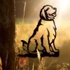 Metal Golden Retriever Silhouette Puppy - Usa Steel Dog Sign Cutout - Rustic Outdoor Home & Garden Decor - Housewarming Gift For Dog Lovers