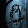 Metal Owl On A Branch Yard Art - Rustic Outdoor Home & Garden Art Backyard Decor