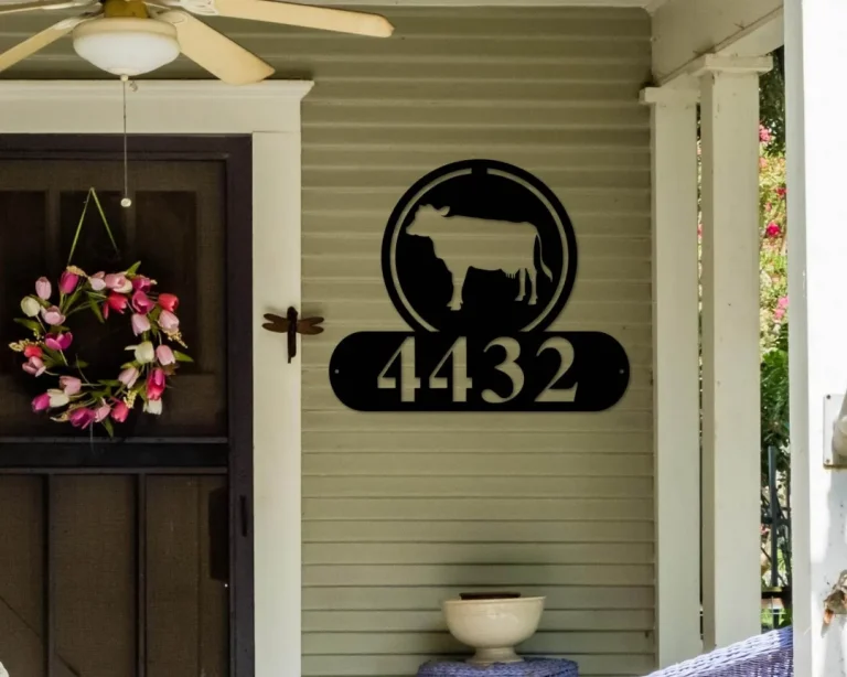 Cow Address Sign, Cow Metal Sign, Metal Farm Sign, Cow Ranch Sign, Metal Cow Address Signs, House Number Plaque, Metal Signs