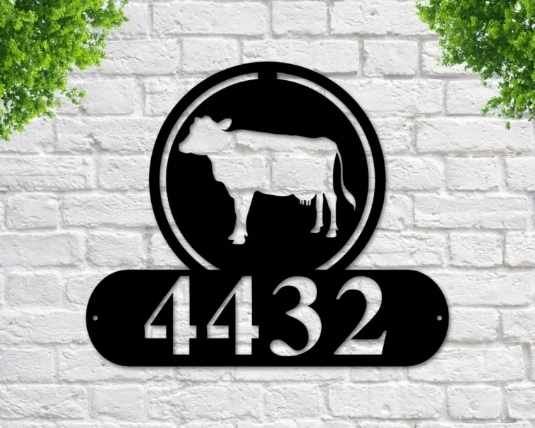 Cow Address Sign, Cow Metal Sign, Metal Farm Sign, Cow Ranch Sign, Metal Cow Address Signs, House Number Plaque, Metal Signs