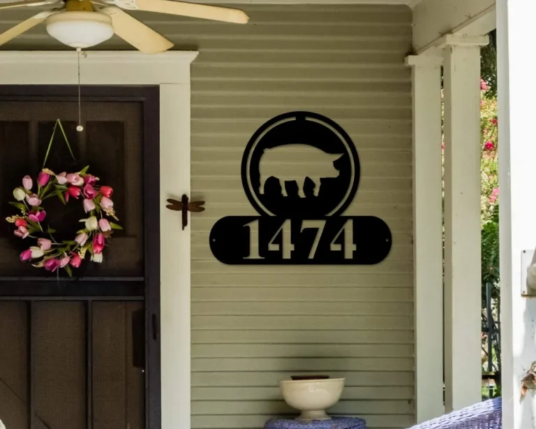 Pig Address Sign,pig Metal Sign, Metal Farm Sign, Pig Ranch Sign, Pig Metal Address Sign, House Number Plaque, Metal Signs