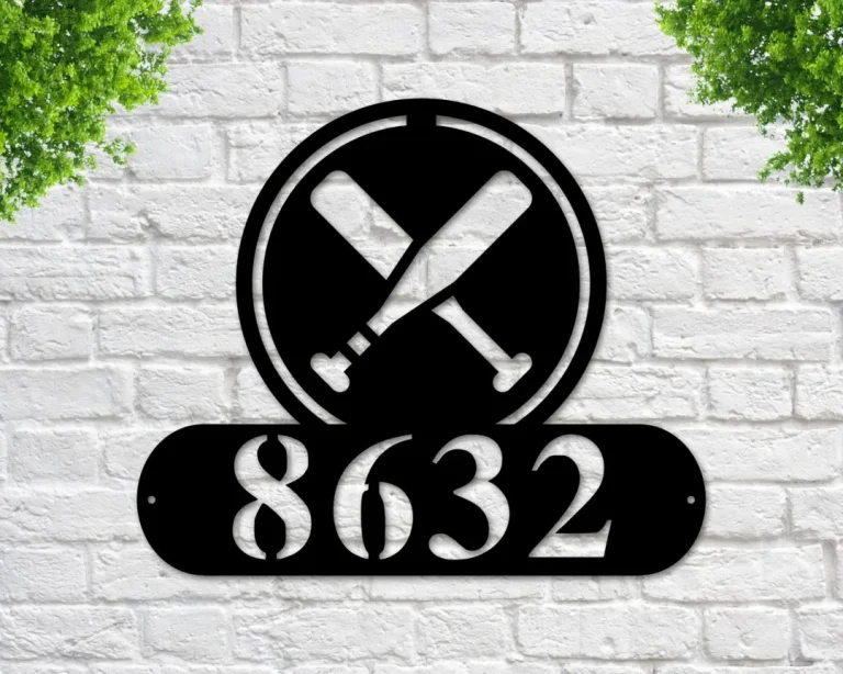 Baseball Address Sign, Baseball Bat Metal Sign, Metal Baseball Sign ...